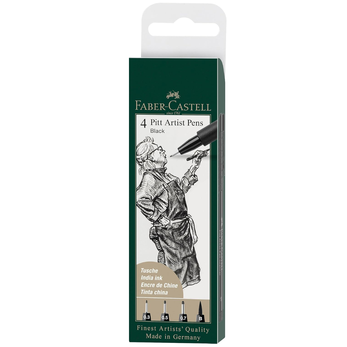 Faber-Castell 4 Pitt Artist pennenset - Zwart