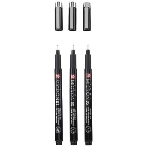 Sakura Pigma Micron Black Edition Set van 3 + gratis etui - Afbeelding 4