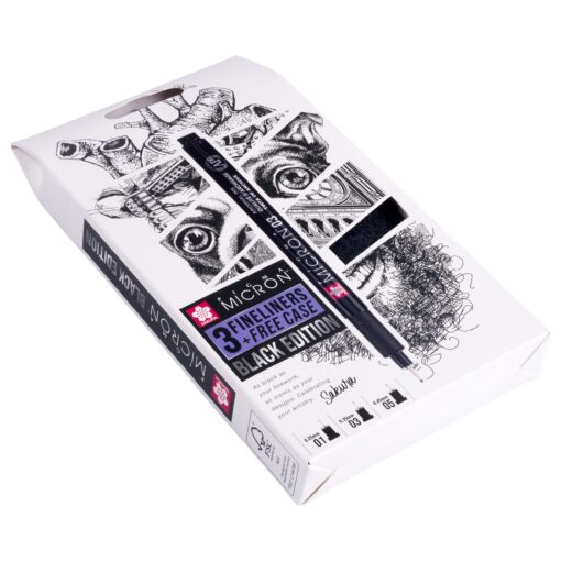 Sakura Pigma Micron Black Edition Set van 3 + gratis etui - Afbeelding 2