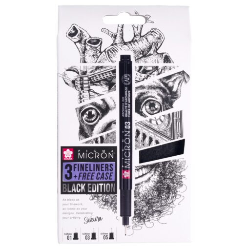 Sakura Pigma Micron Black Edition Set van 3 + gratis etui