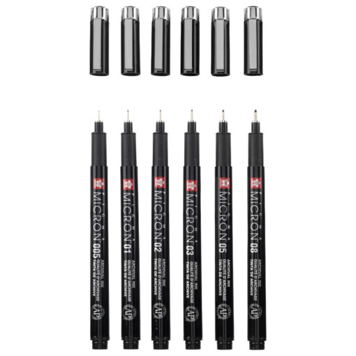 Sakura Pigma Micron Black Edition Set van 6 + gratis etui - Afbeelding 4
